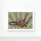 Quadro Infantil Dinossauro Verde Moldura Branca 22x32