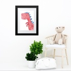 Quadro Infantil Dinossauro Vermelho - 60x48cm Moldura:madeira