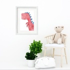 Quadro Infantil Dinossauro Vermelho - 60x48cm Moldura:madeira