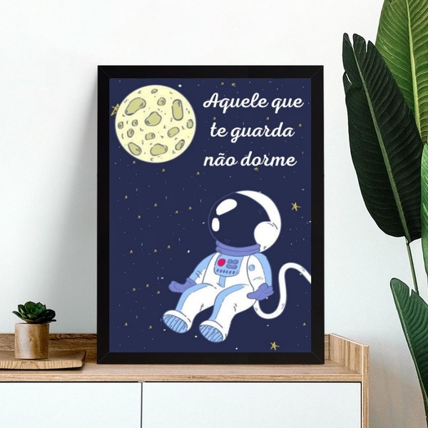 Quadro Infantil Espacial - Aquele Que Te Guarda 45x34cm - Com