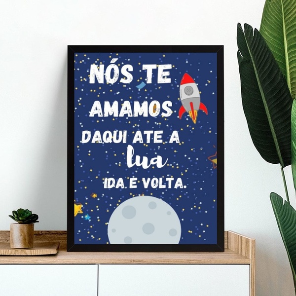 Quadro Infantil Espacial - Te Amamos 24x18cm - Com Vidro Mold