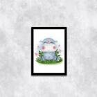 Quadro Infantil Estilo Aquarela Hipopótamo 24x18cm - Com Vidr