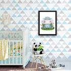 Quadro Infantil Estilo Aquarela Hipopótamo 33x24cm - Com Vidr