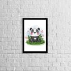 Quadro Infantil Estilo Aquarela Pandinha 24x18cm - Com Vidro