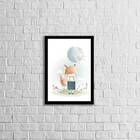 Quadro Infantil Estilo Aquarela Raposinha Com Balão 33x24cm -