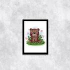 Quadro Infantil Estilo Aquarela Ursinho 45x34cm - Com Vidro M