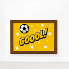 Quadro Infantil Futebol Gol Amarelo 22x32 Moldura Marrom