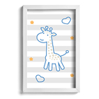 Quadro Infantil Girafa Azul 33x43cm Moldura Branca