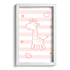 Quadro Infantil Girafa Rosa 22x32cm Moldura Branca