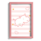 Quadro Infantil Hipopótamo Rosa 22x32cm Moldura Rosa