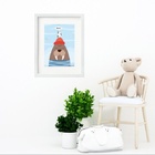 Quadro Infantil Leão Marinho - 60x48cm Moldura:madeira Branca