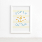 Quadro Infantil Marinheiro Capitão Moldura Branca 22x32cm