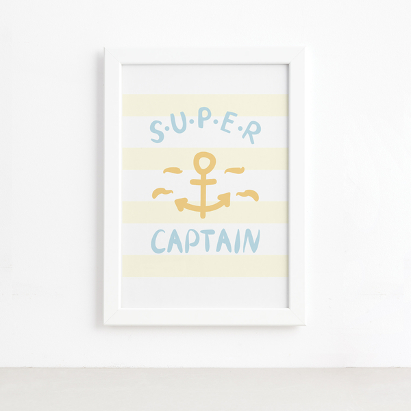 Quadro Infantil Marinheiro Capitão Moldura Branca 22x32cm