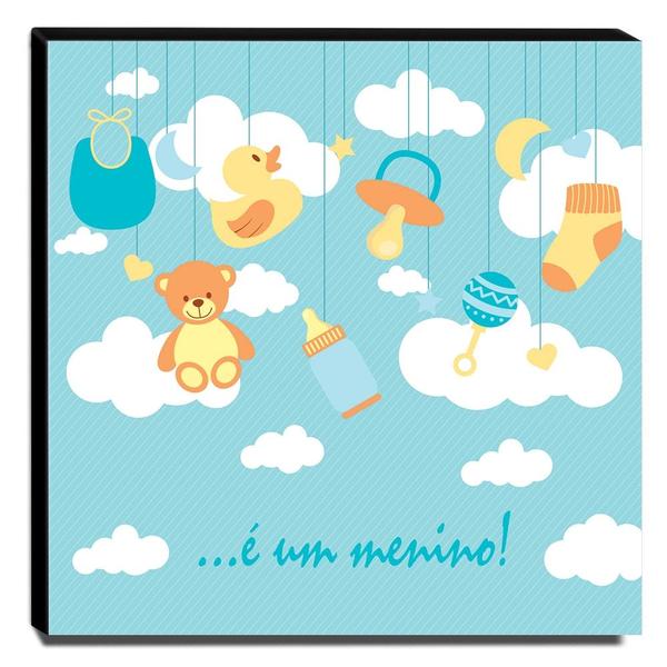 Quadro Infantil Maternidade É Um Menino Canvas 30x30cm-inf136