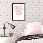 Quadro Infantil Menina Fadinha Princesa 33x24cm - Com Vidro M