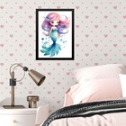 Quadro Infantil Menina Sereinha Aquarela 24x18cm - Com Vidro