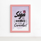 Quadro Infantil Menina Sonhos Moldura Rosa 22x32cm