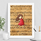 Quadro Infantil Música Menina Com Partitura 33x24cm - Com Vid