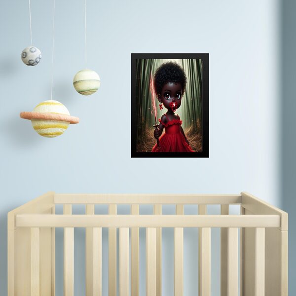 Quadro Infantil Orixá Baby Iansã 45x34cm - Com Vidro Moldura