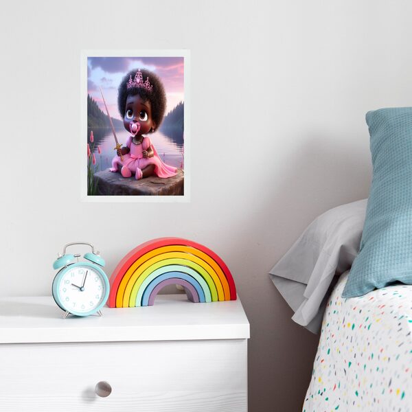 Quadro Infantil Orixá Baby Obá 45x34cm - Com Vidro Moldura Pr