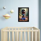 Quadro Infantil Orixá Baby Ossain 33x24cm Moldura Preta