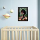 Quadro Infantil Orixá Baby Oxóssi 33x24cm Moldura Preta