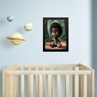 Quadro Infantil Orixá Baby Oxóssi 45x34cm - Com Vidro Moldura
