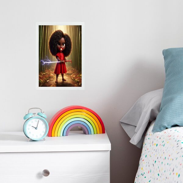 Quadro Infantil Orixá Criança Iansã 33x24cm - Com Vidro Moldu