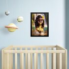 Quadro Infantil Orixá Criança Oxum 24x18cm Moldura Branca