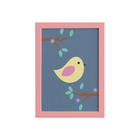 Quadro Infantil Pássaro Moldura Rosa 22x32cm