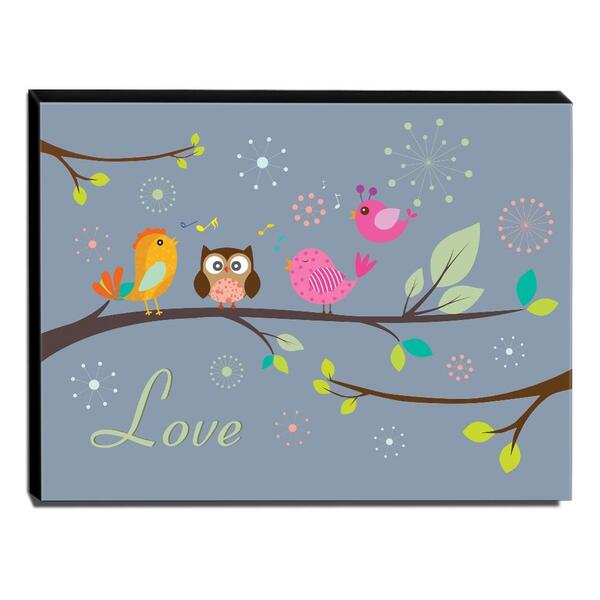 Quadro Infantil Pássaros Love Canvas 30x40cm-inf280