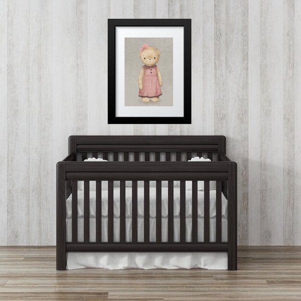 Quadro Infantil Retrô Ursa De Vestido - 60x48cm Moldura Preta