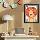 Quadro Infantil Safari - Leãozinho 33x24cm - Com Vidro Moldur