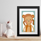 Quadro Infantil Safari Macaquinho- 60x48cm Moldura Branca
