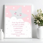 Quadro Infantil Santo Anjo - Estrelinha Cinza 33x24cm Moldura