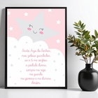 Quadro Infantil Santo Anjo - Estrelinha Cinza 45x34cm Moldura