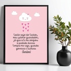 Quadro Infantil Santo Anjo - Nuvenzinha Rosa 45x34cm - Com Vi