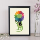 Quadro Infantil Sapinho Flor 45x34cm - Com Vidro Moldura Bran