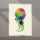 Quadro Infantil Sapinho Flor 45x34cm - Com Vidro Moldura Bran