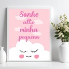 Quadro Infantil Sonhe Alto - Nuvem Rosa 33x24cm - Com Vidro M