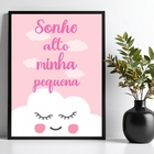 Quadro Infantil Sonhe Alto - Nuvem Rosa 45x34cm Moldura Branca