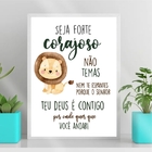 Quadro Infantil Tema Safari Seja Forte E Corajoso 33x24cm Mol
