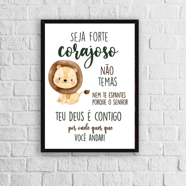 Quadro Infantil Tema Safari Seja Forte E Corajoso 45x34cm - C