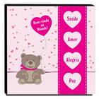 Quadro Infantil Ursinho Bem Vinda Ao Mundo Canvas 30x30cm-inf