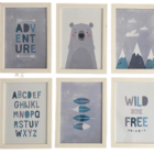 Quadro Infantil Urso 6 Un A4 Vidro E Pendurador