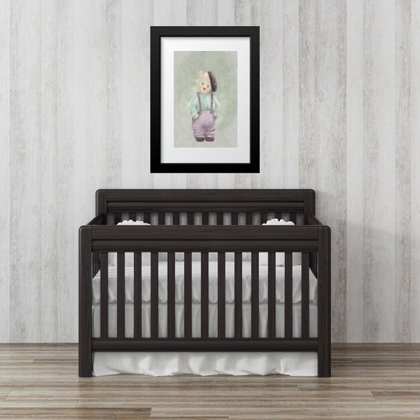 Quadro Infantil Urso Antigo - 60x48cm Moldura Branca