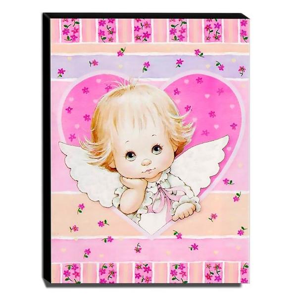 Quadro Infantil Vintage Anjinha Canvas 40x30cm-inf476