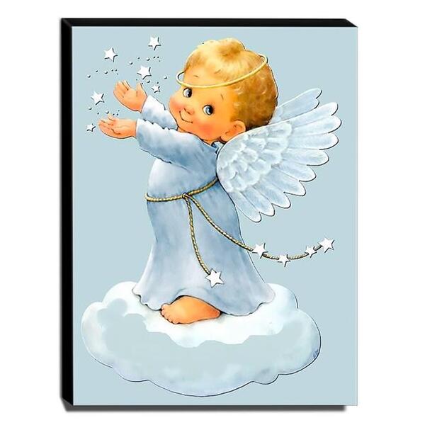 Quadro Infantil Vintage Anjinho Canvas 40x30cm-inf475