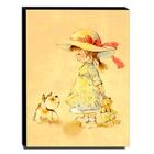 Quadro Infantil Vintage Menina E Cachorro Canvas 40x30cm-inf4