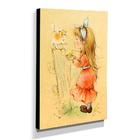 Quadro Infantil Vintage Menina E Gatinho Canvas 40x30cm-inf453
